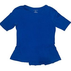ANN TAYLOR - Blue Short Sleeve Peplum Top (Petite)